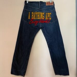 A Bathing Ape Bape Embroidered Jeans - L